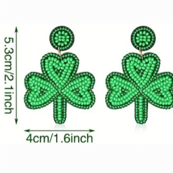 Bling CLOVER exquisite seed bead water drop earrings - Picture 2 of 8